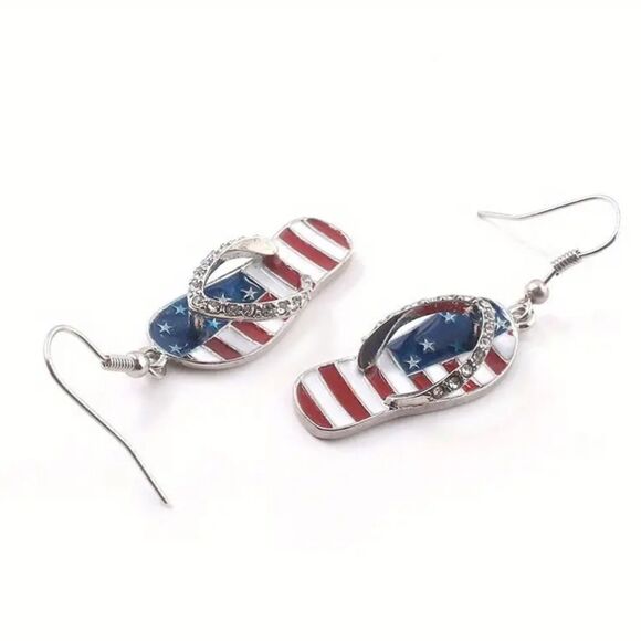 Dazzling 4th of July Slipper Earrings - Sparkling & Long-Lasting Metal Earrings - Picture 4 of 5